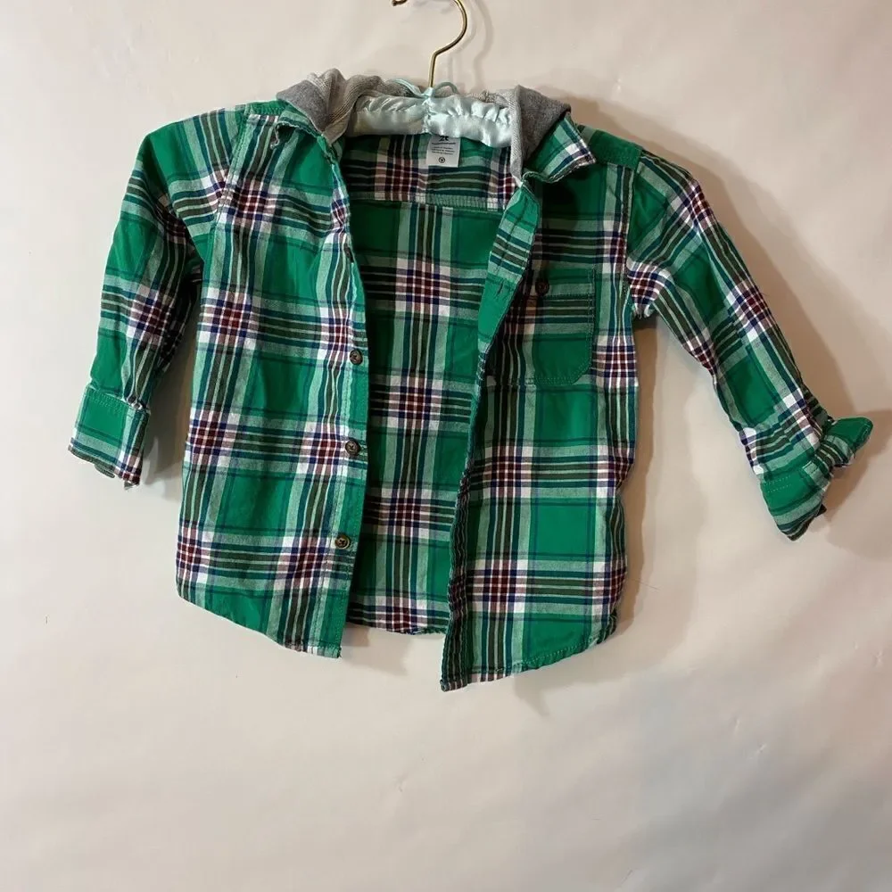 Carter’s Button Up Flannel Hoodie Shirt size 2T